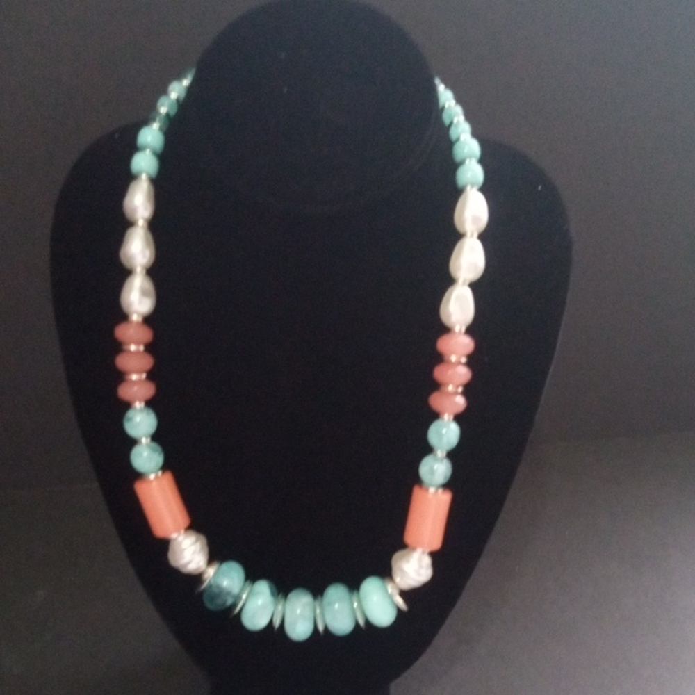 Paparazzi Coral and Turquoise Beaded Necklace